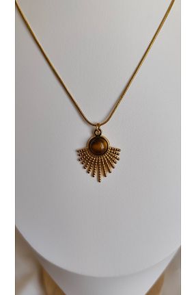 گردنبند استیل ( فولاد ) طلائی زنانه استیل (فولاد) miyesa stainless steel - کد 946891020