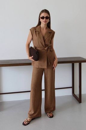 ست بالاتنه و پائین تنه قهوه ای زنانه بافتنی Mogi Butik - کد 946893901
