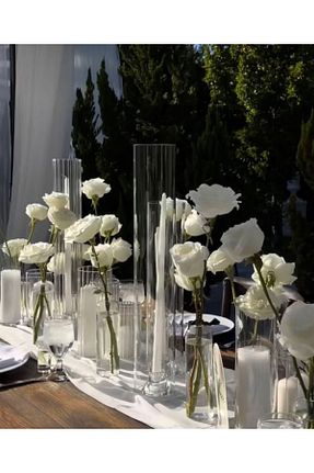 شمعدان و شمع گیر سفید شیشه DEZİ - کد 946898531