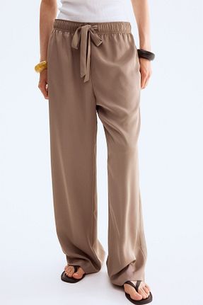 شلوار قهوه ای زنانه پاچه گشاد H&M - کد 947384476