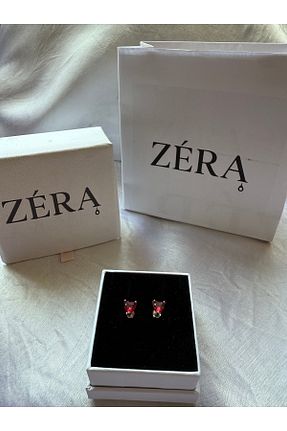 گوشواره نقره قرمز زنانه 925 عیار zera - کد 947499076