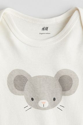 بادی سفید بچه گانه یقه دوچرخه H&M - کد 938216932