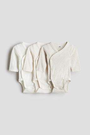 بادی و سرهمی نوزادی بژ بچه گانه پنبه ای H&M - کد 857901199