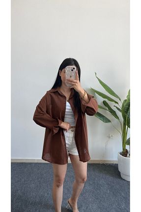 پیراهن قهوه ای زنانه اورسایز Shiron Sportswear&Company - کد 941851305
