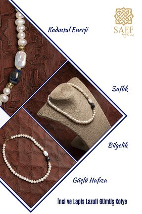 گردنبند جواهر طوسی زنانه مروارید Saff Doğal Taş - کد 923374864