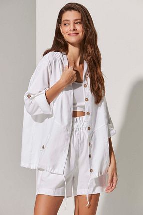 کت سفید زنانه رگولار White By Nature - کد 822363232