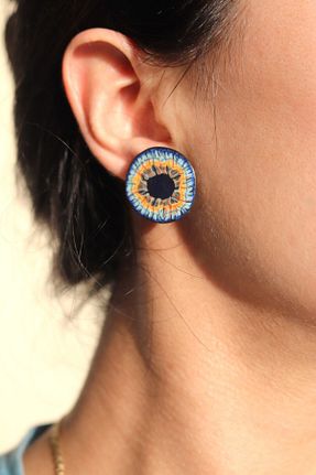 گوشواره جواهر آبی میخ Gizy Store - کد 837214570