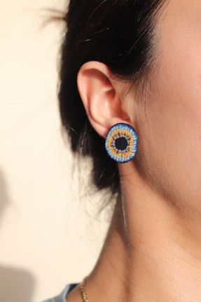 گوشواره جواهر آبی میخ Gizy Store - کد 837214570
