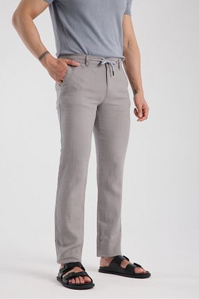 شلوار طوسی مردانه کتان muzzo jeans - کد 947808465