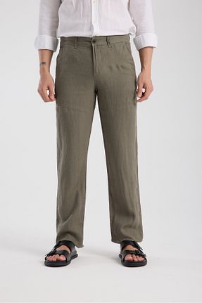 شلوار خاکی مردانه کتان muzzo jeans - کد 947776111