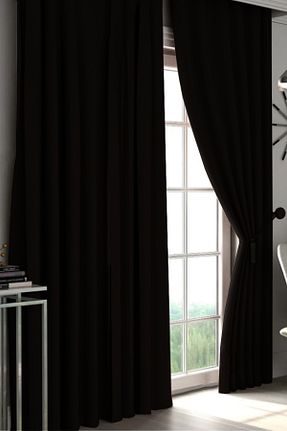 پرده زمینه مشکی ساتن Perde Pendik - کد 852244243