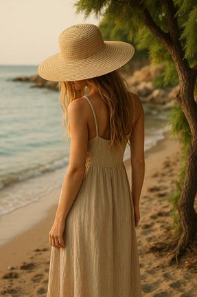 کلاه بژ زنانه حصیر Axesoire - کد 266076516