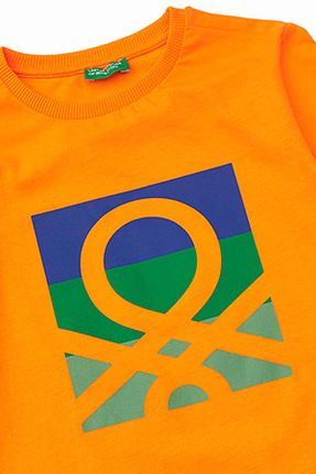 سوئیشرت نارنجی بچه گانه چاپی United Colors of Benetton - کد 776475126