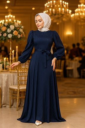 لباس مجلسی حجاب سرمه ای زنانه یقه ایستاده N.S NEVA STYLE - کد 928936338