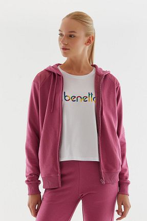 سوئیشرت صورتی زنانه ساده United Colors of Benetton - کد 772775621