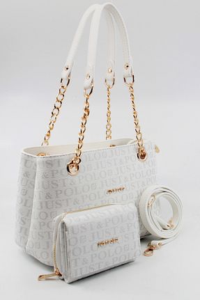 کیف دوشی سفید زنانه چرم مصنوعی Just Polo - کد 867678587