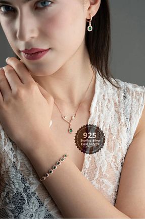 گردنبند نقره سبز زنانه 925 عیار CAN SİLVER - کد 824154438