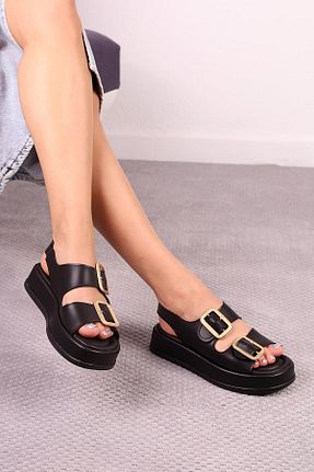 صندل مشکی زنانه پاشنه تخت SUİNS SHOES - کد 844305512