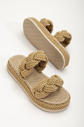 دمپائی طلائی زنانه پاشنه تخت SUİNS SHOES - کد 805098652