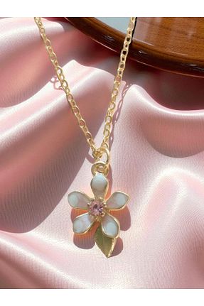 گردنبند جواهر صورتی زنانه روکش طلا VerdeHome - کد 927645459
