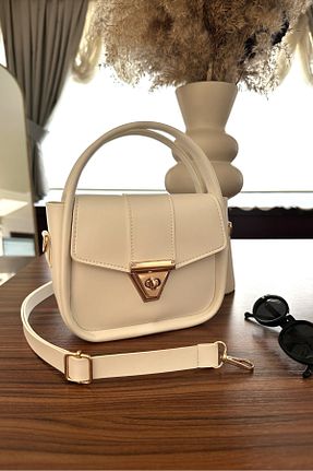 کیف دوشی سفید زنانه چرم مصنوعی macharelbasic - کد 947549987