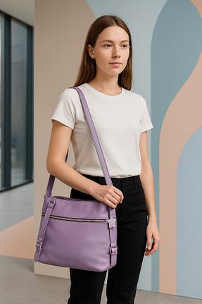 کیف دوشی بنفش زنانه چرم خالص Butik - کد 947441759
