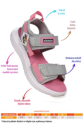 صندل طوسی بچه گانه پاشنه تخت Kiko Kids - کد 702169686