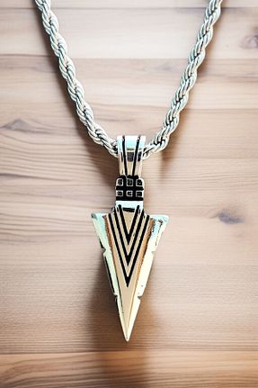 گردنبند استیل ( فولاد ) سفید مردانه روکش نقره AK STORE SİLVER - کد 932028072