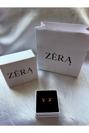 گوشواره نقره قرمز زنانه 925 عیار zera - کد 947499076