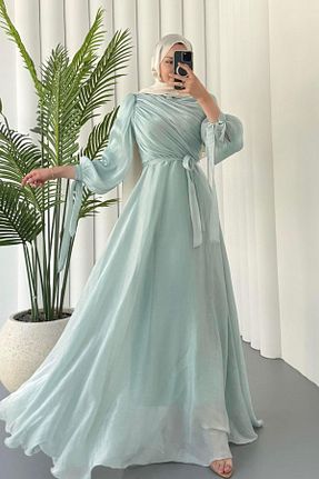 لباس مجلسی حجاب رنگی زنانه یقه ایستاده Modaensarbutik - کد 947605142