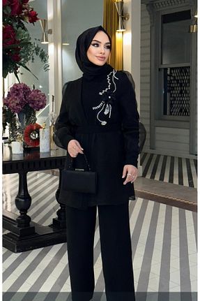 ست بالاتنه و پائین تنه مشکی زنانه اسلیم Nihle - کد 947623543
