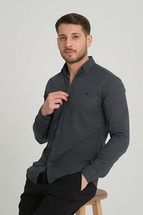 پیراهن طوسی مردانه اسلیم فیت Klothy - کد 947649322