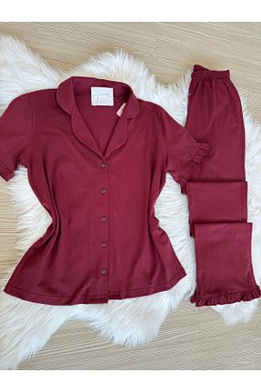 ست لباس راحتی زرشکی زنانه ساده Pijamacs - کد 947699812