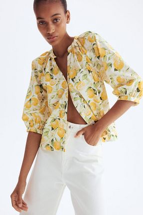 بلوز سفید زنانه رگولار H&M - کد 947886286