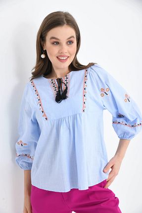 بلوز آبی زنانه مخلوط پلی استر Park Karon - کد 947995088