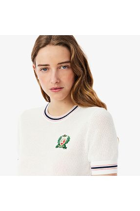 پلیور سفید زنانه ساده Lacoste - کد 948347159