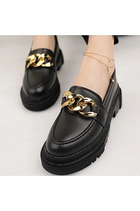 کفش لوفر مشکی زنانه چرم مصنوعی Tetaf - کد 948064266