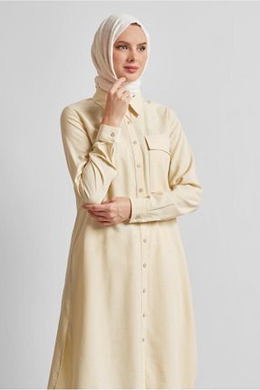 تونیک حجاب بژ زنانه %100 پنبه Alvina - کد 948323026
