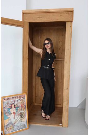ست بالاتنه و پائین تنه مشکی زنانه بافتنی ZF BUTİK - کد 948373431
