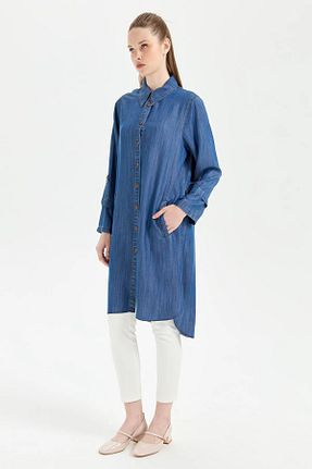 تونیک حجاب آبی زنانه %100 پنبه Gold Moda Renk - کد 948711825