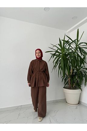 ست بالاتنه و پائین تنه قهوه ای زنانه بافتنی Ketche - کد 948482289