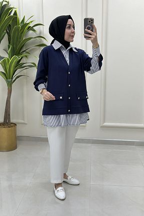 تونیک حجاب سرمه ای زنانه پنبه پلی استر Miss - کد 948751120