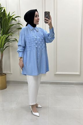 تونیک حجاب آبی زنانه پنبه پلی استر Miss - کد 948750421