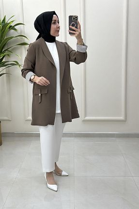 کت حجاب قهوه ای زنانه رگولار KADO - کد 948501535
