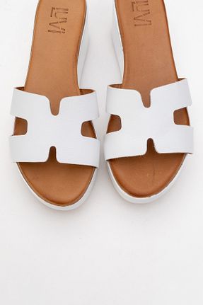 دمپائی سفید زنانه چرم خالص luvishoes - کد 948509024