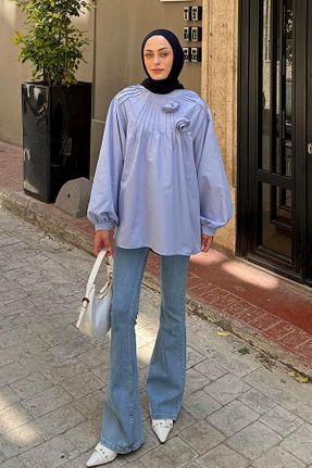 تونیک حجاب آبی زنانه پنبه پلی استر lamelif - کد 949039131