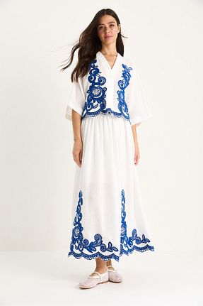 ست بالاتنه و پائین تنه سفید زنانه بافتنی Bianco Lucci - کد 948793327