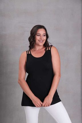 بلوز سایز بزرگ مشکی زنانه رگولار Esina - کد 948779411