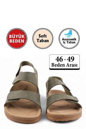 صندل خاکی مردانه پاشنه تخت FLY SOFT - کد 948925629