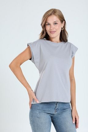 تیشرت طوسی زنانه رگولار Tight Lady - کد 949419402